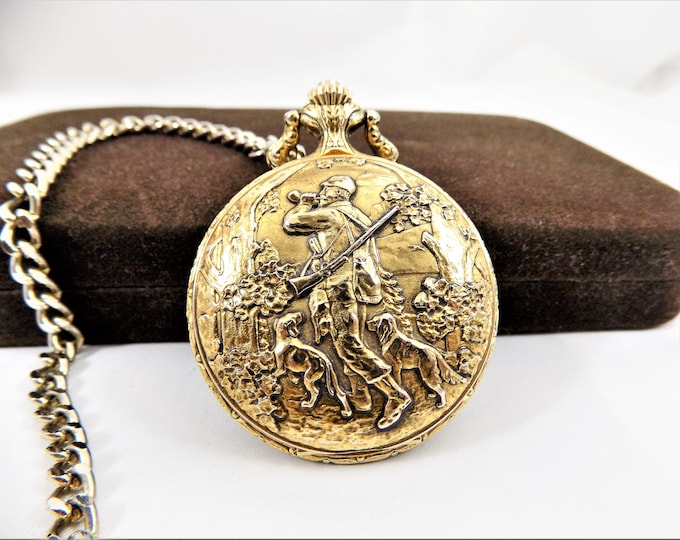 Marcel Pocket Watch, 17 Jewel Swiss Made, Shock Resistant, Manual Wind