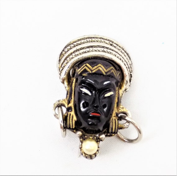 Selro Blackamoor Princess Pin, Faux Pearl, Hoop E… - image 1