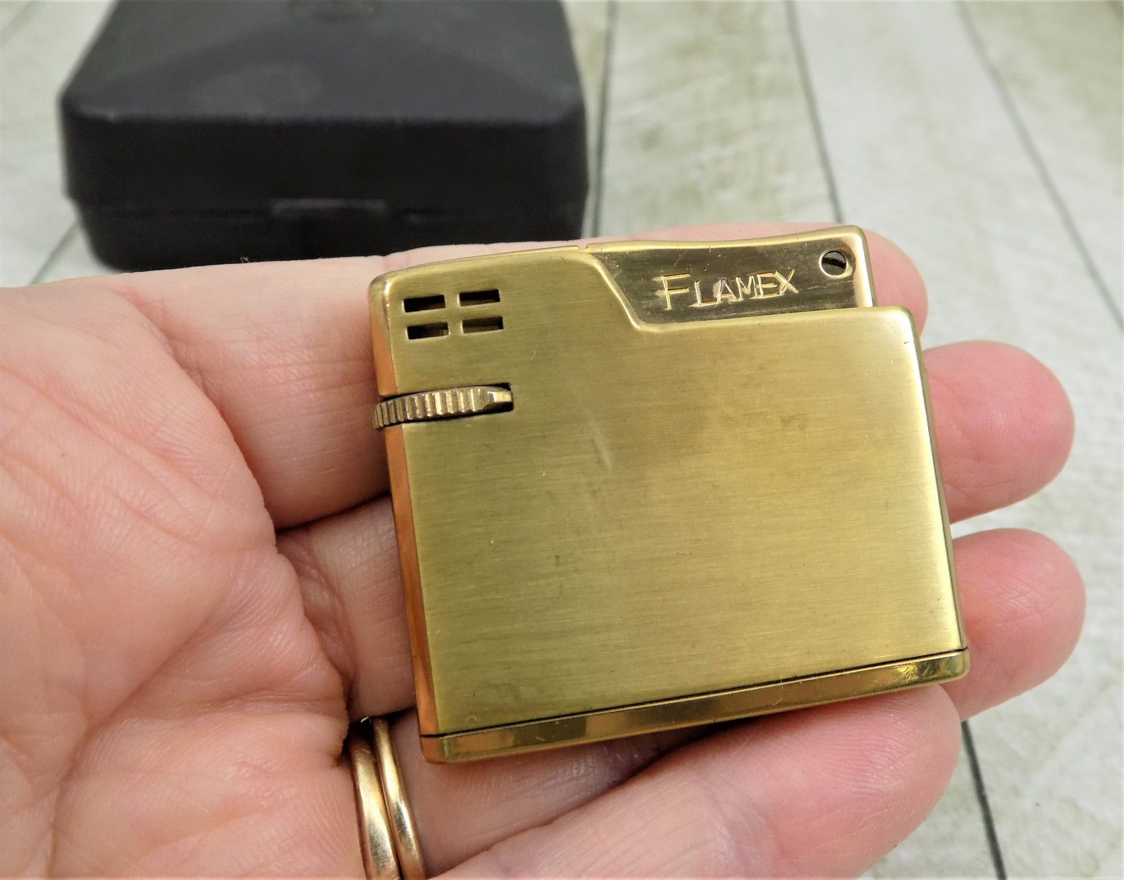Flamex Butane Gas Lighter Gold Tone Original Case Adjust A Etsy