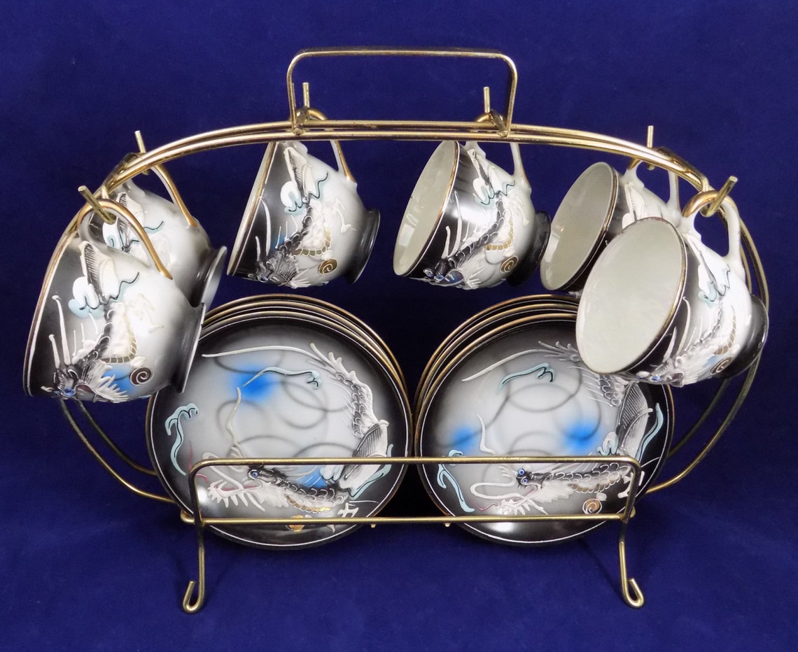 Moriage Dragonware Demitasse Cup and Saucer Set with Gold Wire Etsy