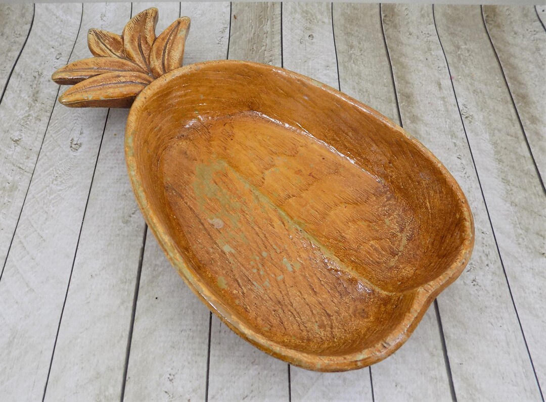 Pineapple Serving Dish, by Multi Products, Faux Wood Finish, Tiki Bar