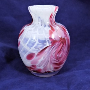 Red and White, Art Glass Bud Vase, Double Hand Blown, Clear Glass Exterior, 2001 Art Glass, Vintage Vases