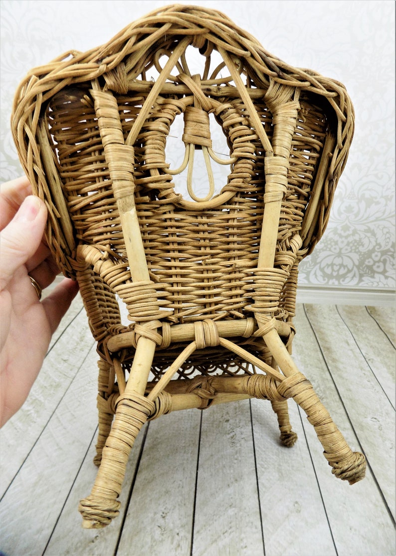 Wicker Doll Chair Victorian Design Wide Back Scrolled | Etsy