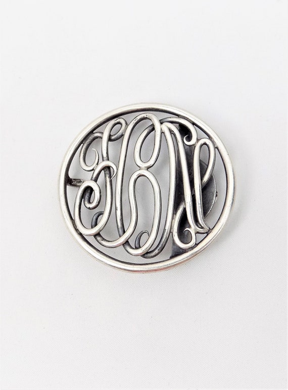 Sterling Open Monogram Script Belt Buckle, Mark C… - image 9
