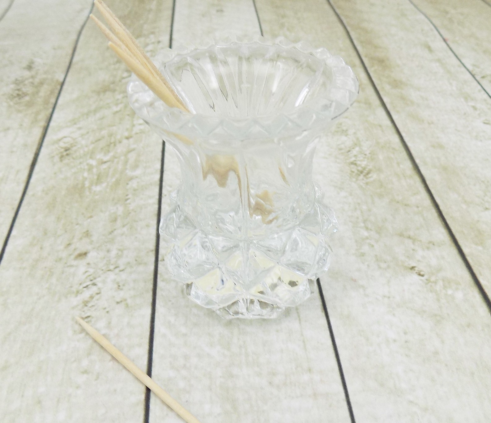 Lead Crystal Toothpick Holder Pressed Glass Artmark Label Etsy