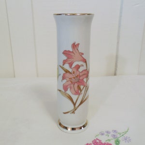 Porcelain Bud Vase from Japan 6 3/4&quot;, Hand Painted Bud Vase with Butterfly and Flowers, Newer Vintage Character Marks, China Bud Vase