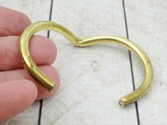 Brass V Cuff Bracelet, Tubular V Design, Brass an… - image 7