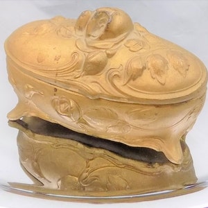 Antique Ormolu Jewelry Casket, Art Nouveau Jewel Case, Roses for Love