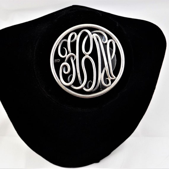 Sterling Open Monogram Script Belt Buckle, Mark C… - image 6