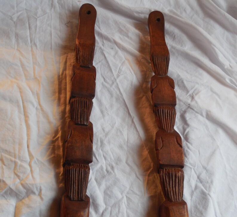 Large Wood 27 Fork and Spoon Tiki Carved Wall Hanging Etsy