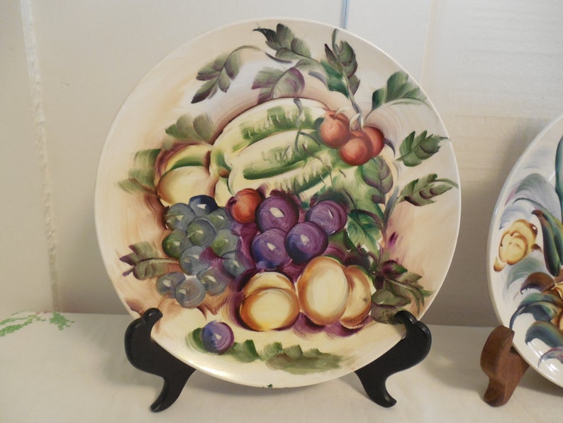 Hand Painted Fruit and Floral Collectible Plates Ucagco Etsy