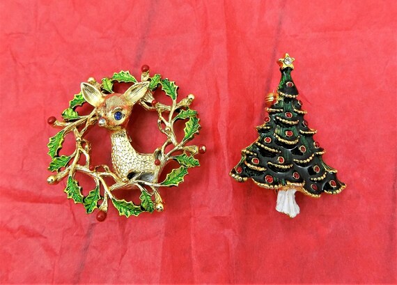 Vintage Enamel, Christmas Brooches, Gerrys Reinde… - image 9