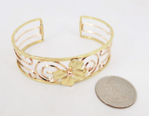 Krementz Cuff Bracelet, Two Tone Gold, Gold Overl… - image 10