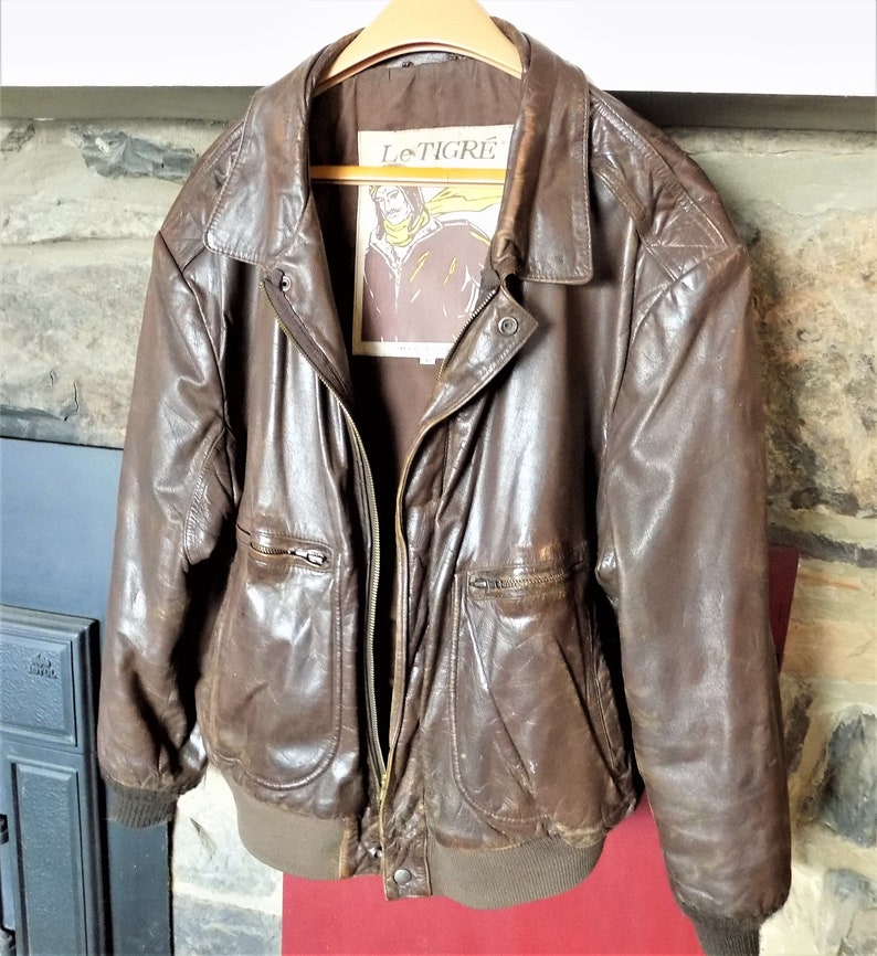 distressed leather flight jacket