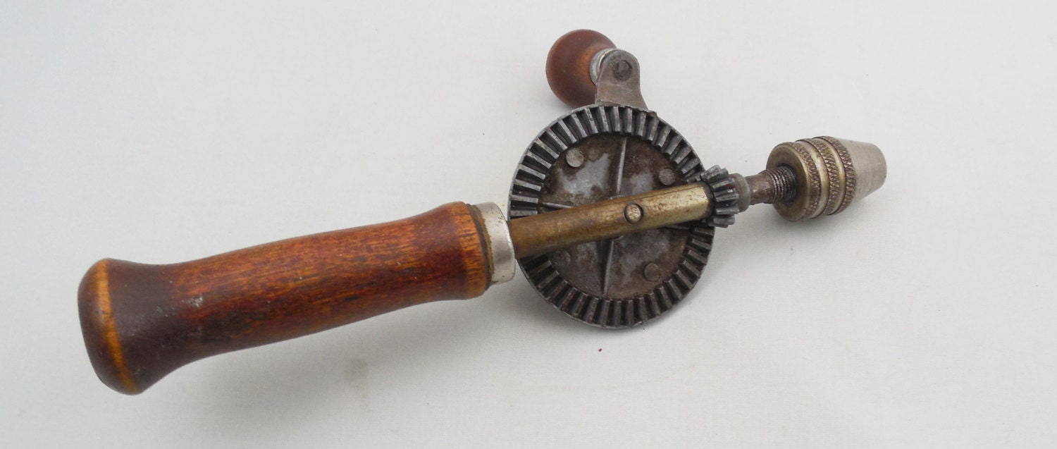 Vintage Wood Drill Antique Hand Drill RARE Vintage MOHAWK Made In USA