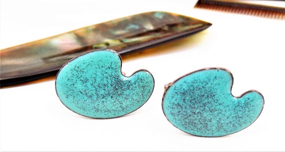 Art Palette, Vintage Cuff Links, Enamel over Copp… - image 2