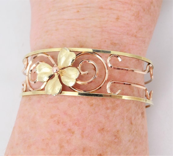 Krementz Cuff Bracelet, Two Tone Gold, Gold Overl… - image 4