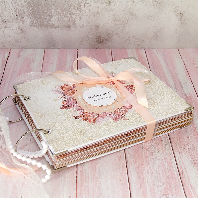 Mariage Album Photo en rose poudre et crème personnalisé Etsy