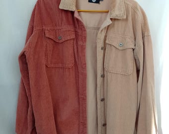 Corduroy Patchwork  Jacket, Cotton Soft Shirt, Side Pockets