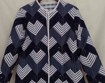 Patchwork Quilted Cotton Jacket: Upcycled Handmade Coat, Size M