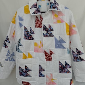 Upcycled Patchwork Quilted Coat: Handmade Cotton Jacket, M-XL