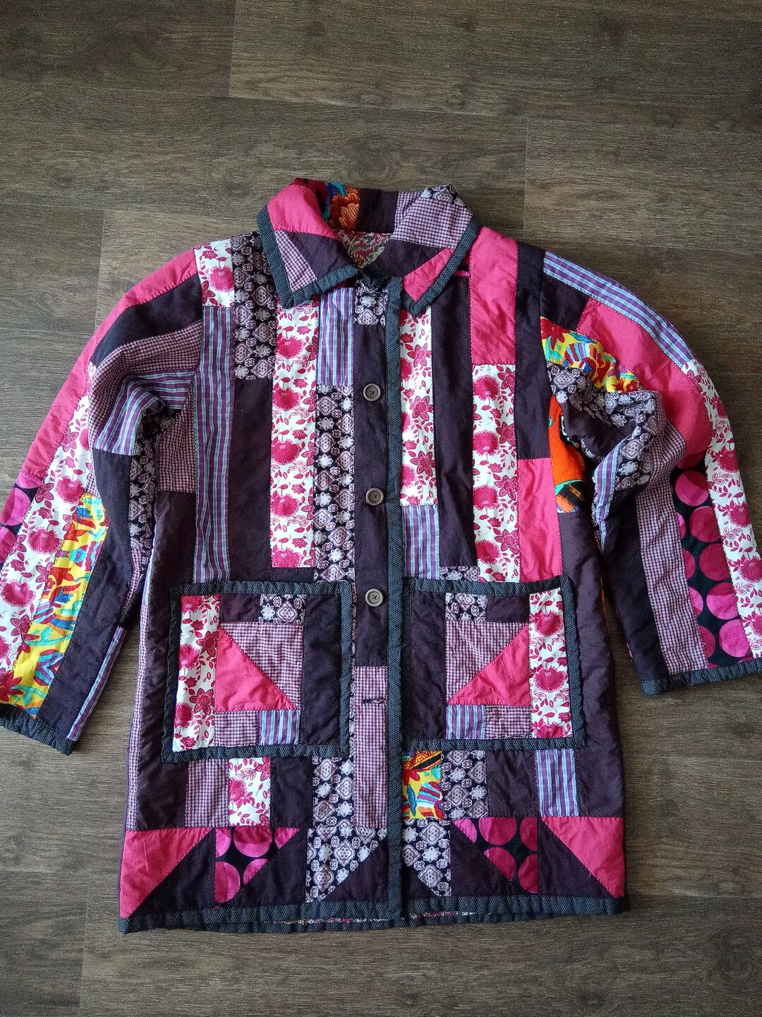 Patchwork Coat Patchwork Quilted Jacket Cotton Fabric Quilt Etsy