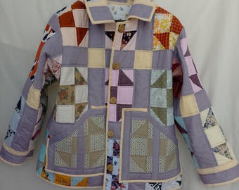 Upcycled Quilted Patchwork Jacket, size L \  XL