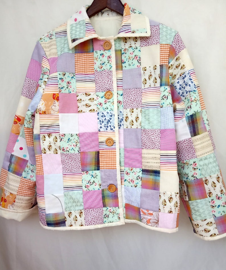 Patchwork Coat Patchwork Quilted Jacket Cotton Fabric Quilt Etsy