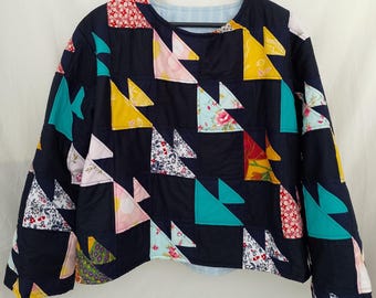 Upcycled Patchwork crew neck pullover, one size M \ L \ XL, Quit Pullover