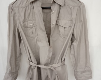 Vintage Cotton Safari Shirt: Military Style Jacket (Size S-M)