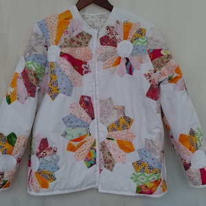 Patchwork Quilt Coat, Upcycled Cotton Jacket,  Kimono Style, Wedding Jacket