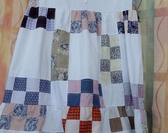 Summer Patchwork Maxi Dress, upcycled multicolor patchwork, size L
