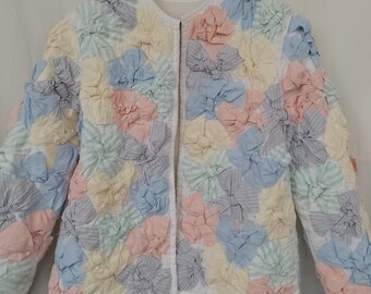 Upcycled Cotton Jacket, Wedding jacket, Handmade Patchwork Quilt Coat,  Size S-M