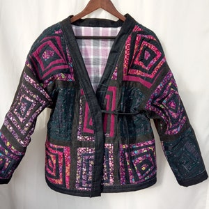 Handmade Patchwork Quilted Cotton Jacket: Upcycled Oversize Coat