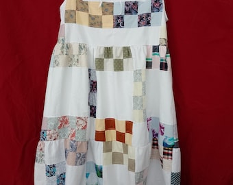 Upcycled multicolor patchwork summer  maxi dress,  size L - XL