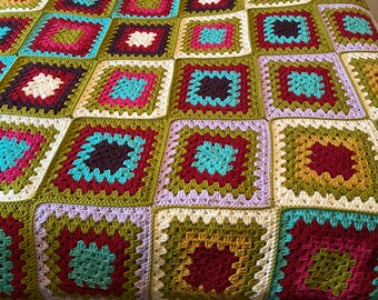 Ann Perkins Multi Colored Crochet Blanket