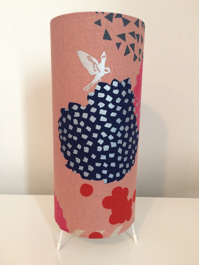 Bird Spot Pink Table Lamp Fabric Bedside Uk Retro