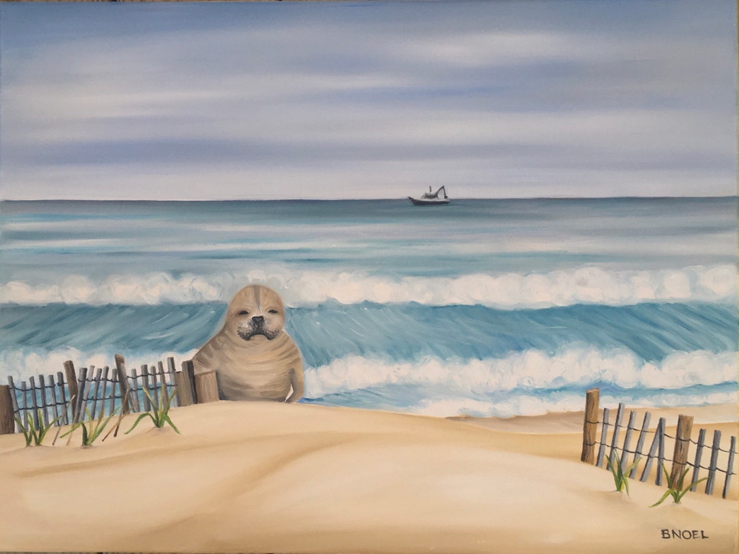 Kitty Hawk Seal Oil Painting by Artist Barbara Noel Etsy