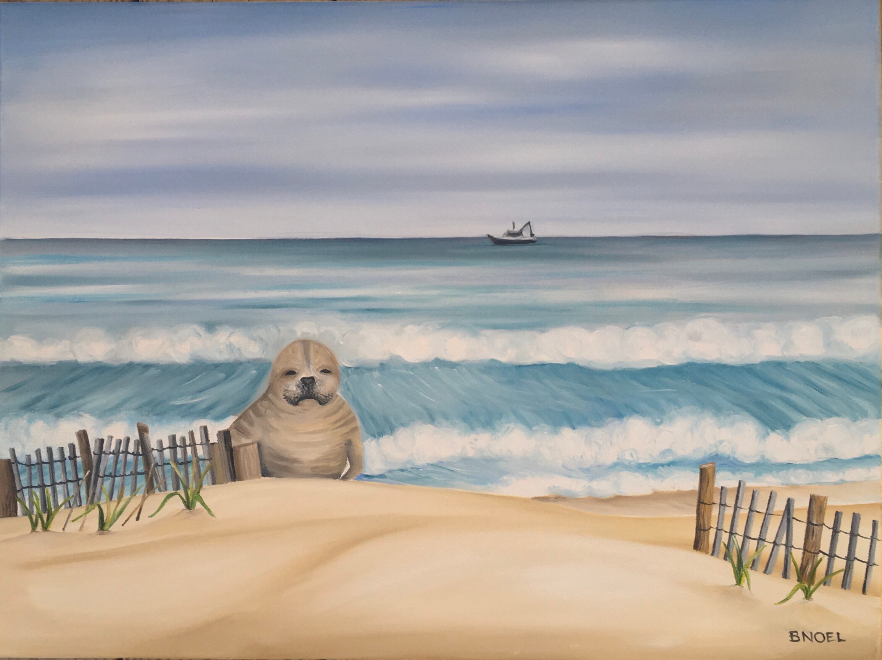 Kitty Hawk Seal Oil Painting by Artist Barbara Noel Etsy