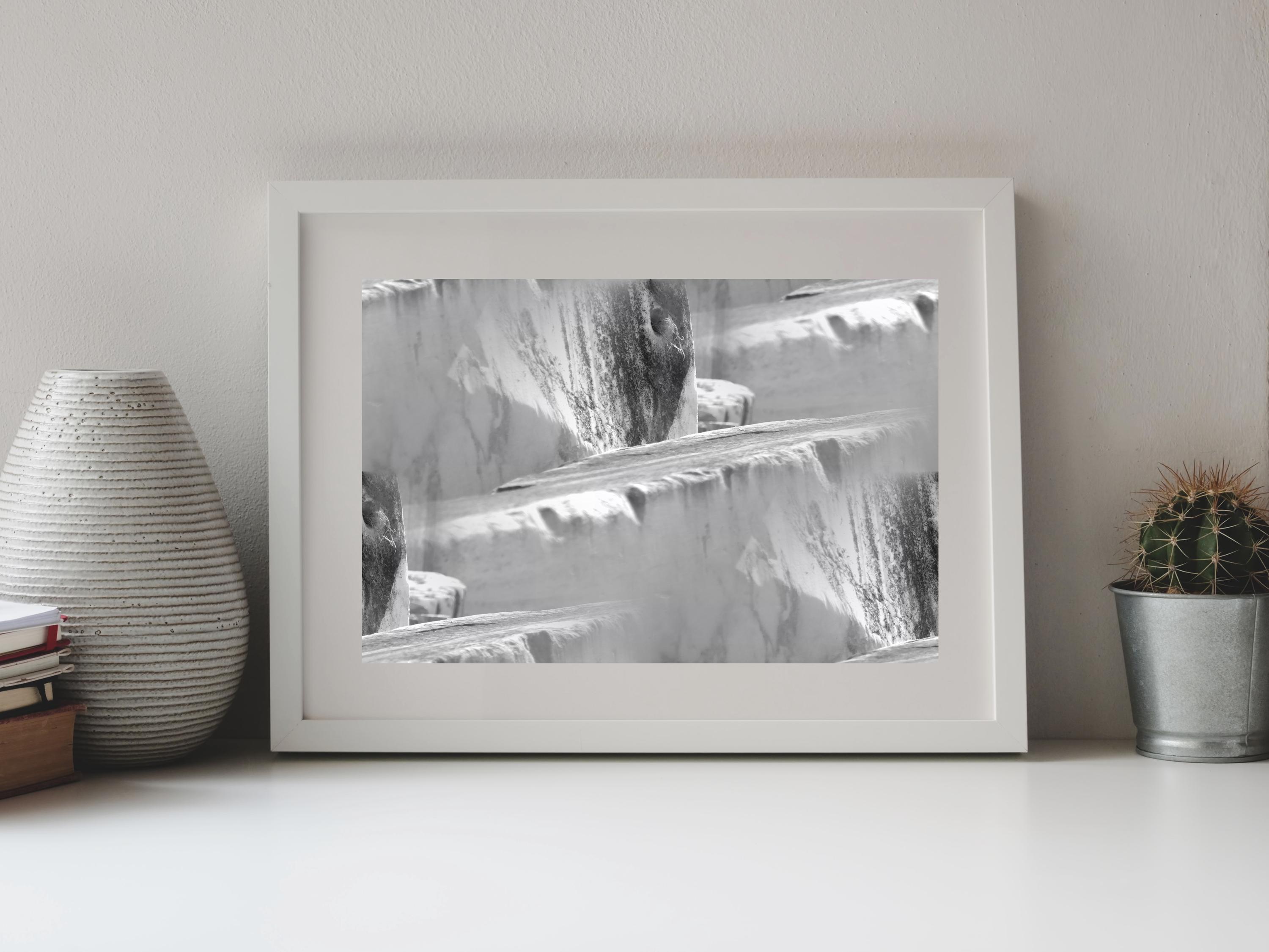 Photography Italien, Marble Blocks, Layers of White Marble, Experimental Photo