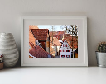 Fotografie Dächer von Nördlingen, Stadtansicht,