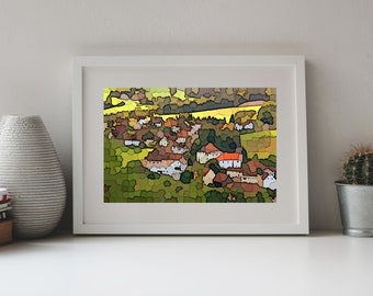 Photography Village in Franconia, View from Above, Germany, Digtally Altered
