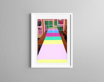 Photography, Colorful Composition of Tables and  Window Frames,