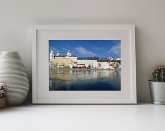 Photography City Overlook Passau, Germany, Old City of Passau and Cathedral St. Stephans