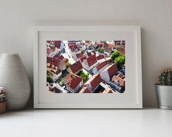 Photography Old City of Nördlingen, View from Above, Bavaria, Germany,
