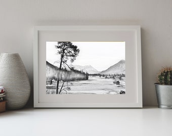 Landscape Photo Black & White Bavarian Rural Area,