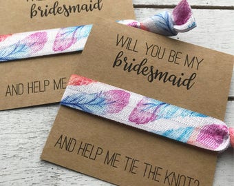 Will You Be My Bridesmaid and Help Me Tie the Knot Hair Tie Favors | Bridesmaid Hair Tie Favors | Bridesmaid Proposal Gift | Wedding Party