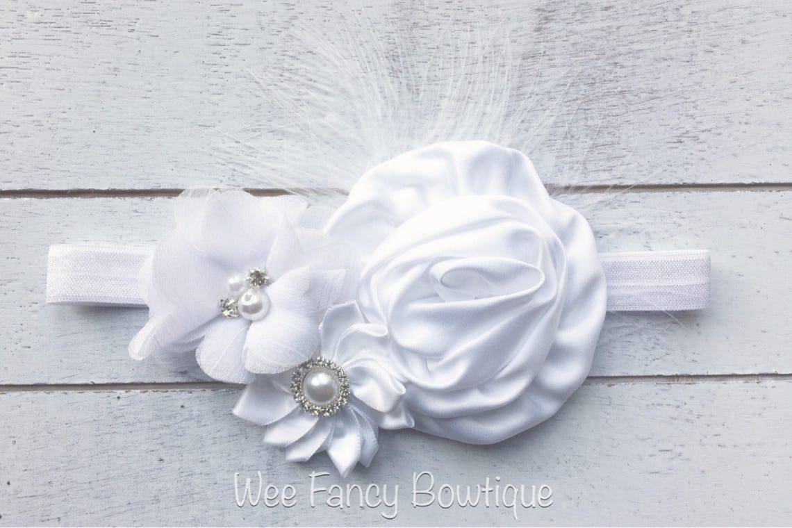Baptism Headband White Christening Headband Baby Girl Etsy Canada