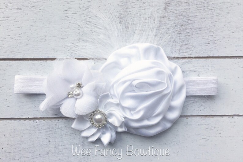 Baptism Headband White Christening Headband Baby Girl Etsy Canada