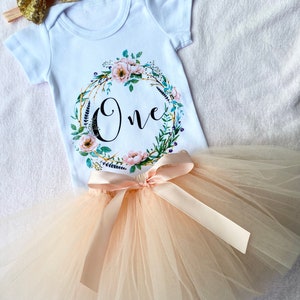Baby tutu set | Peach & Gold Outfit set | Baby Headband set | First Birthday Outfit | Baby Cake Smashing Outfit